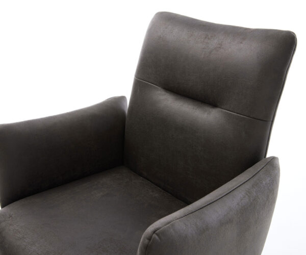 Jedálenská stolička Jova-Flex s podrúčkami, krížový rám, uhlový, zlatý, mikrovlákno antracit vintage, 180° otočné, jadro s vreckovými pružinami - Image 4