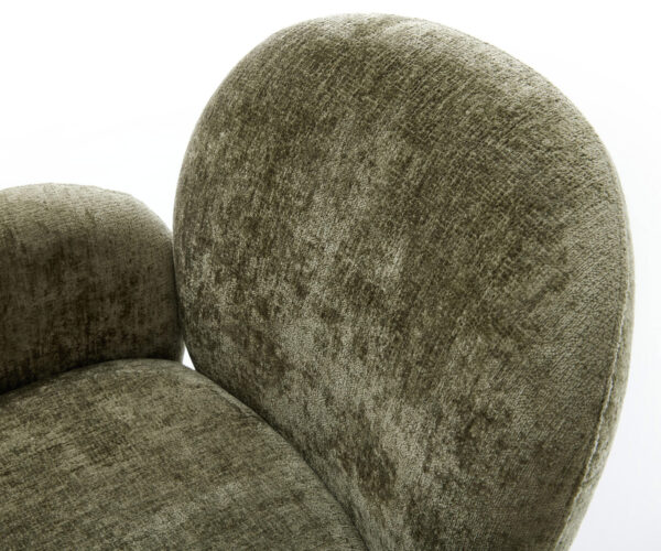 Jedálenská stolička Nube-Flex s podrúčkami, krížový rám, široké, kovové, čierne, chenille olivové, otočné o 360°, s funkciou hojdania, jadro s vreckovými pružinami - Image 4
