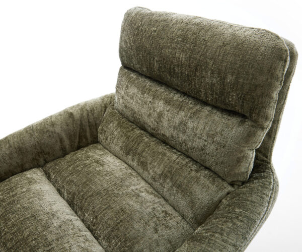 Jedálenská stolička Abelia-Flex s podrúčkami, krížová kovová základňa, čierna, chenille oliva, otočné o 360°, funkcia hojdačky - Image 4