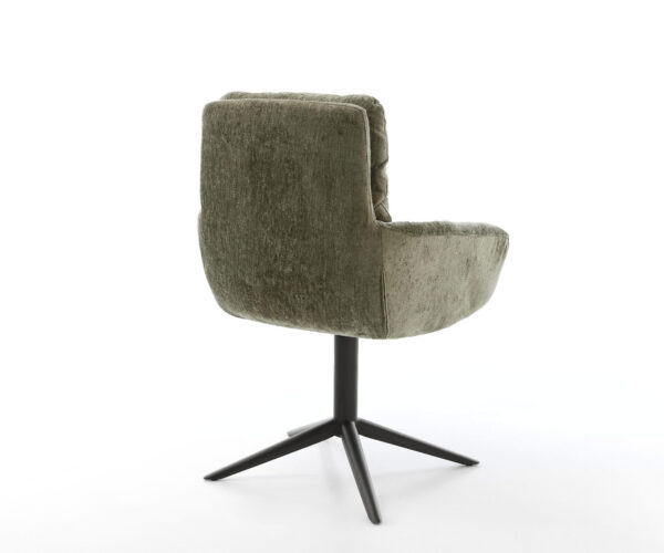 Jedálenská stolička Abelia-Flex s podrúčkami, krížová kovová základňa, čierna, chenille oliva, otočné o 360°, funkcia hojdačky - Image 5