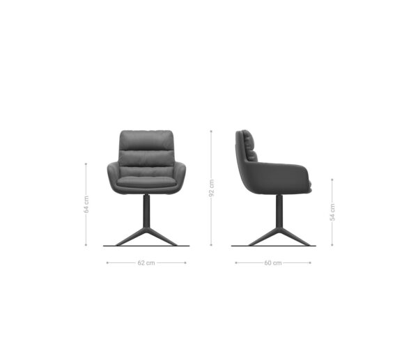 Jedálenská stolička Abelia-Flex s podrúčkami, krížová kovová základňa, čierna, chenille oliva, otočné o 360°, funkcia hojdačky - Image 6