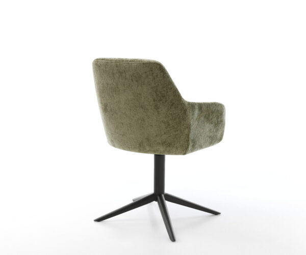 Jedálenská stolička Pejo-Flex krížový kovový čierny chenille olivový, otočný o 360° s funkciou hojdania - Image 5