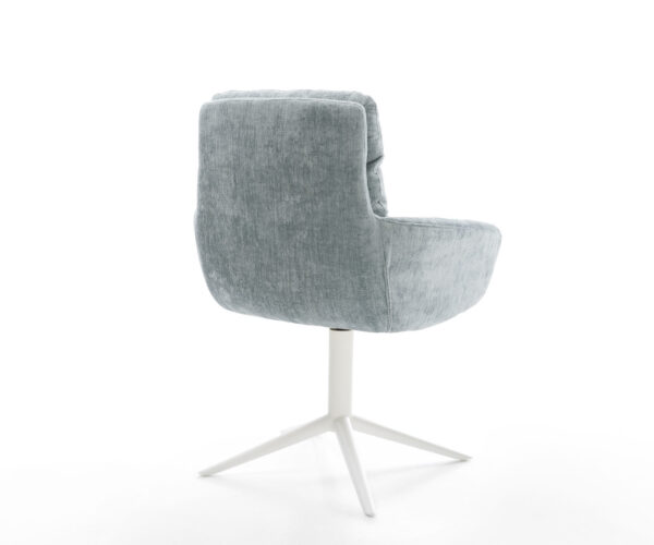Jedálenská stolička Abelia-Flex chenille pastelovo modré, biela krížová základňa, otočné o 360°, funkcia hojdačky - Image 5