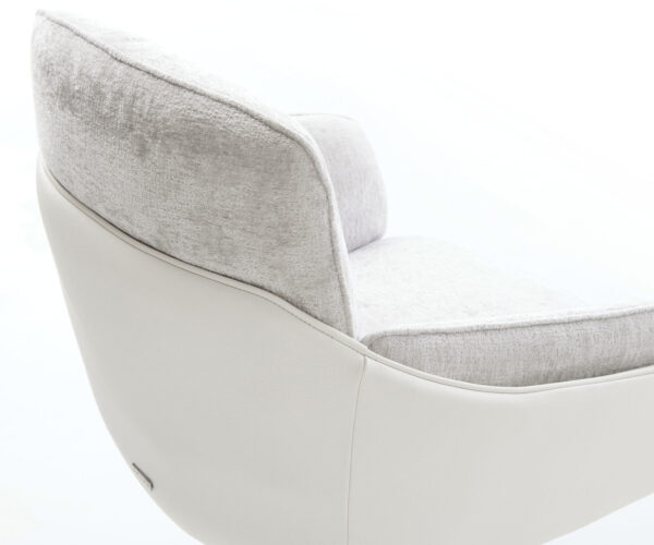 Jedálenská stolička Luan-Flex zmiešané materiály pravá koža biela strieborná sivá krížová základňa biela 360° otočné hojdačkové funkcie - Image 4