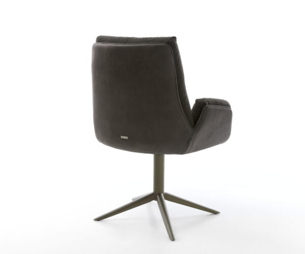 Jedálenská stolička Clea-Flex mixované materiály taupe, krížová základňa, efektová povrchová úprava titán, funkcia hojdania, otočné o 360° - Image 5