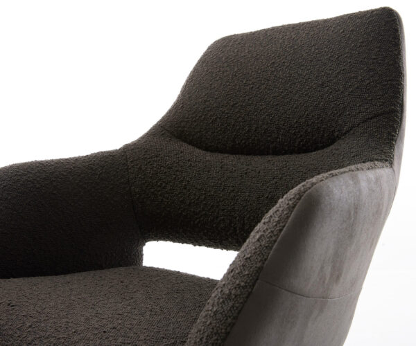 Jedálenská stolička Yago-Flex s podrúčkami, krížová základňa, efektová povrchová úprava titán, materiálová kombinácia čierna, otočné o 360°, funkcia hojdania - Image 4