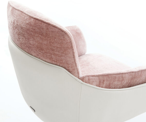 Jedálenská stolička Luan-Flex zmiešané materiály pravá koža white rose krížová základňa biela 360° otočné hojdačková funkcia - Image 4