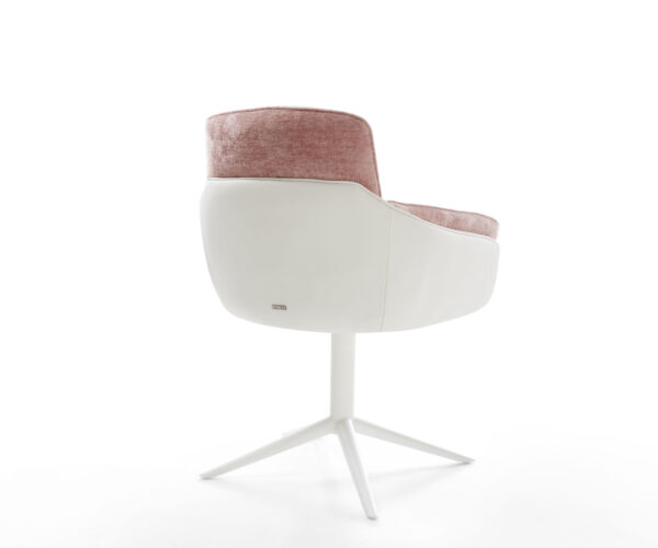 Jedálenská stolička Luan-Flex zmiešané materiály pravá koža white rose krížová základňa biela 360° otočné hojdačková funkcia - Image 5