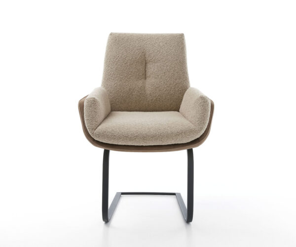 Jedálenská stolička Clea-Flex konštrukcia konzolová, plochý kov, čierna, materiálová kombinácia, taupe - Image 2