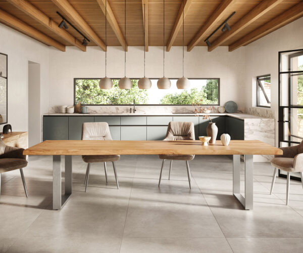 Jedálenský stôl Edge 300x100 XL Akácia Prírodná Nerez Úzka Živá - Image 2