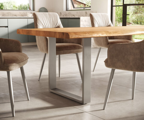 Jedálenský stôl Edge 300x100 XL Akácia Prírodná Nerez Úzka Živá - Image 6